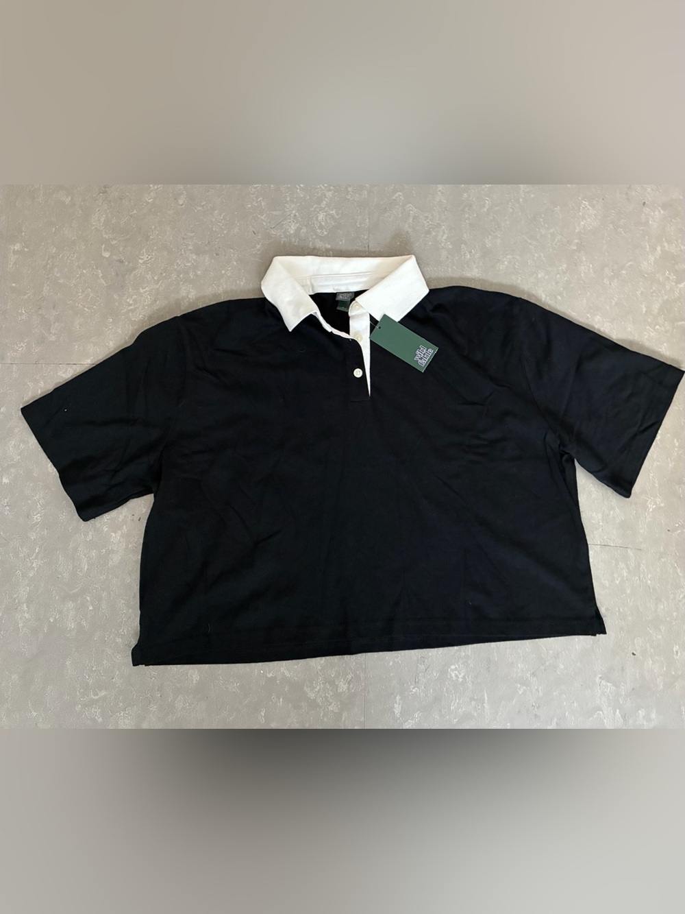 NWT Wild Fable Women’s Black and White Cropped Polo Shirt Size Small